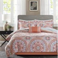 Olliix by Madison Park Essentials Coral Twin Serenity Complete Comforter and Cotton Sheet Set