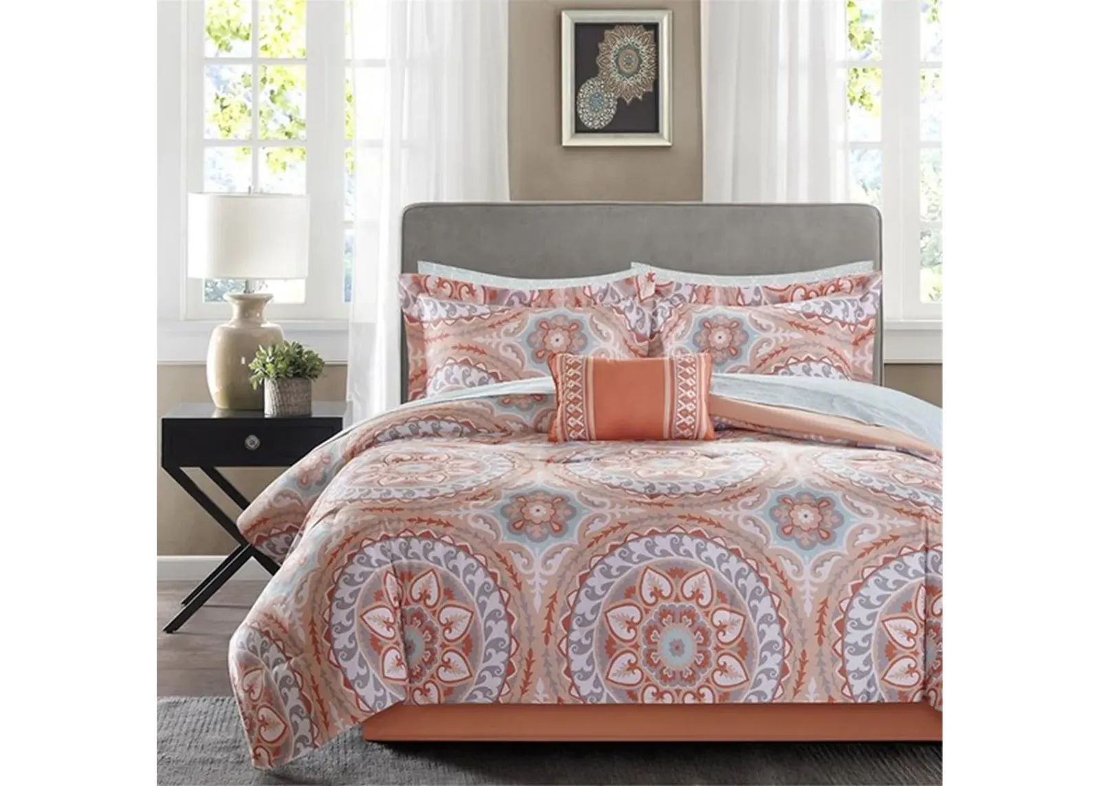 Olliix by Madison Park Essentials Coral Full Serenity Complete Comforter and Cotton Sheet Set