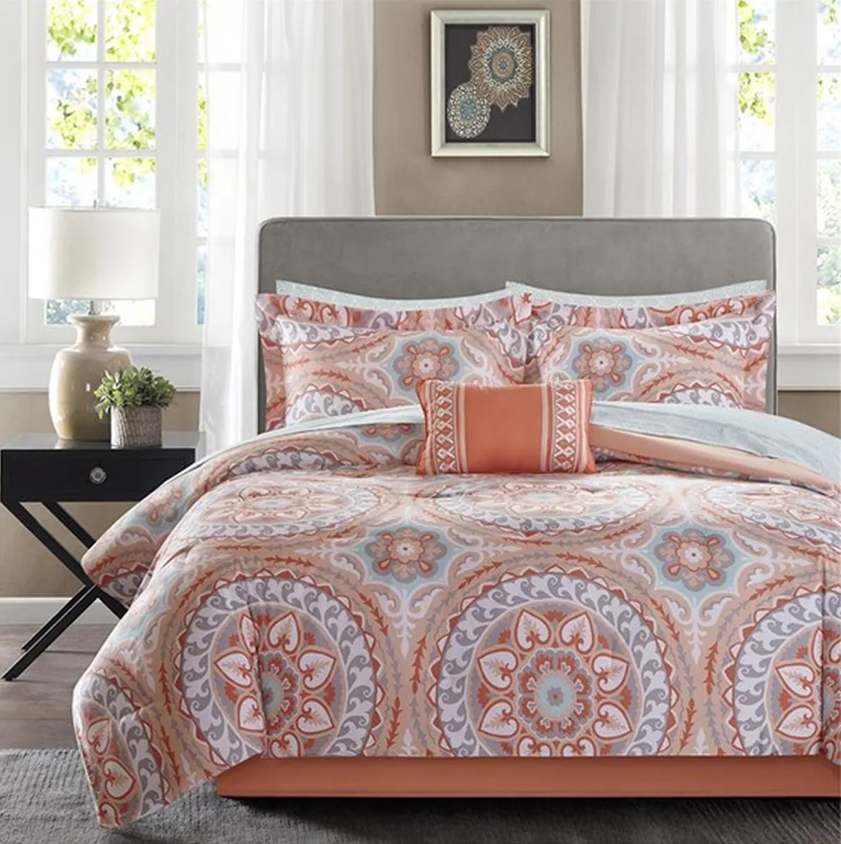 Olliix by Madison Park Essentials Coral Full Serenity Complete Comforter and Cotton Sheet Set