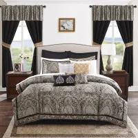 Olliix by Madison Park Essentials 24 Pieces Black California King Michelle Room in a Bag Set