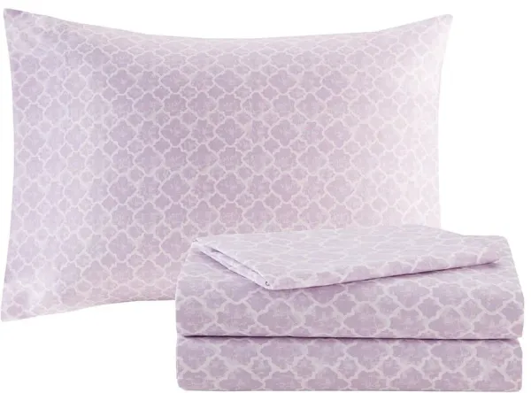 Olliix by Madison Park Essentials Lafael Purple Twin Complete Comforter and Cotton Sheet Set