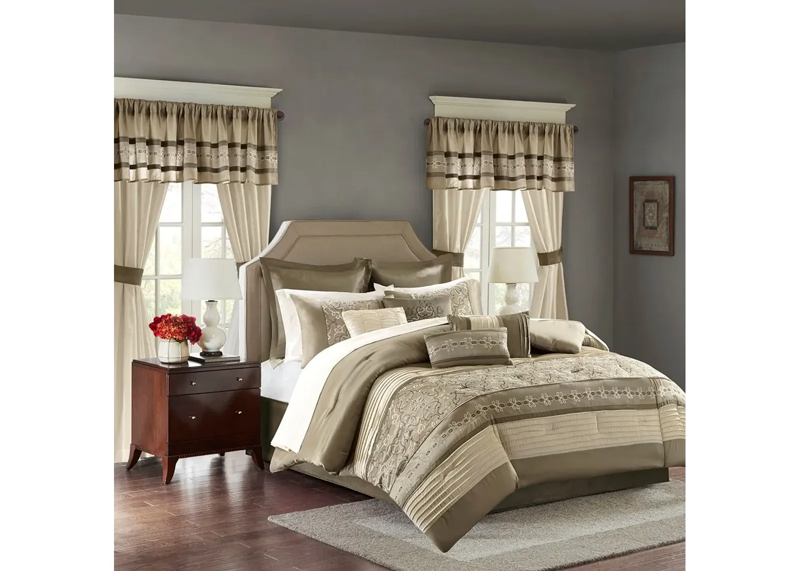 Olliix by Madison Park Essentials 24 Pieces Natural King Jelena Room in a Bag Set