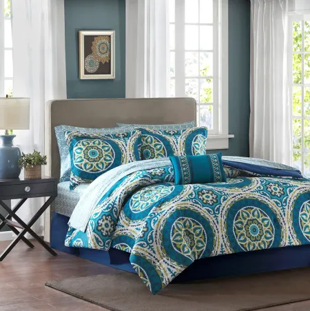Olliix by Madison Park Essentials Blue Twin XL Serenity Complete Comforter and Cotton Sheet Set