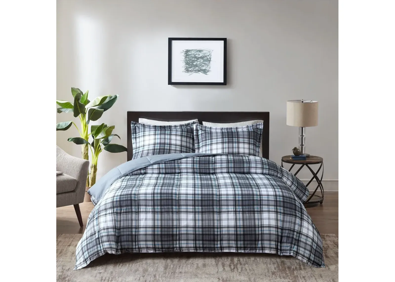 Olliix by Madison Park Essentials Parkston Grey Full/Queen 3M Scotchgard Down Alternative All Season Comforter Set