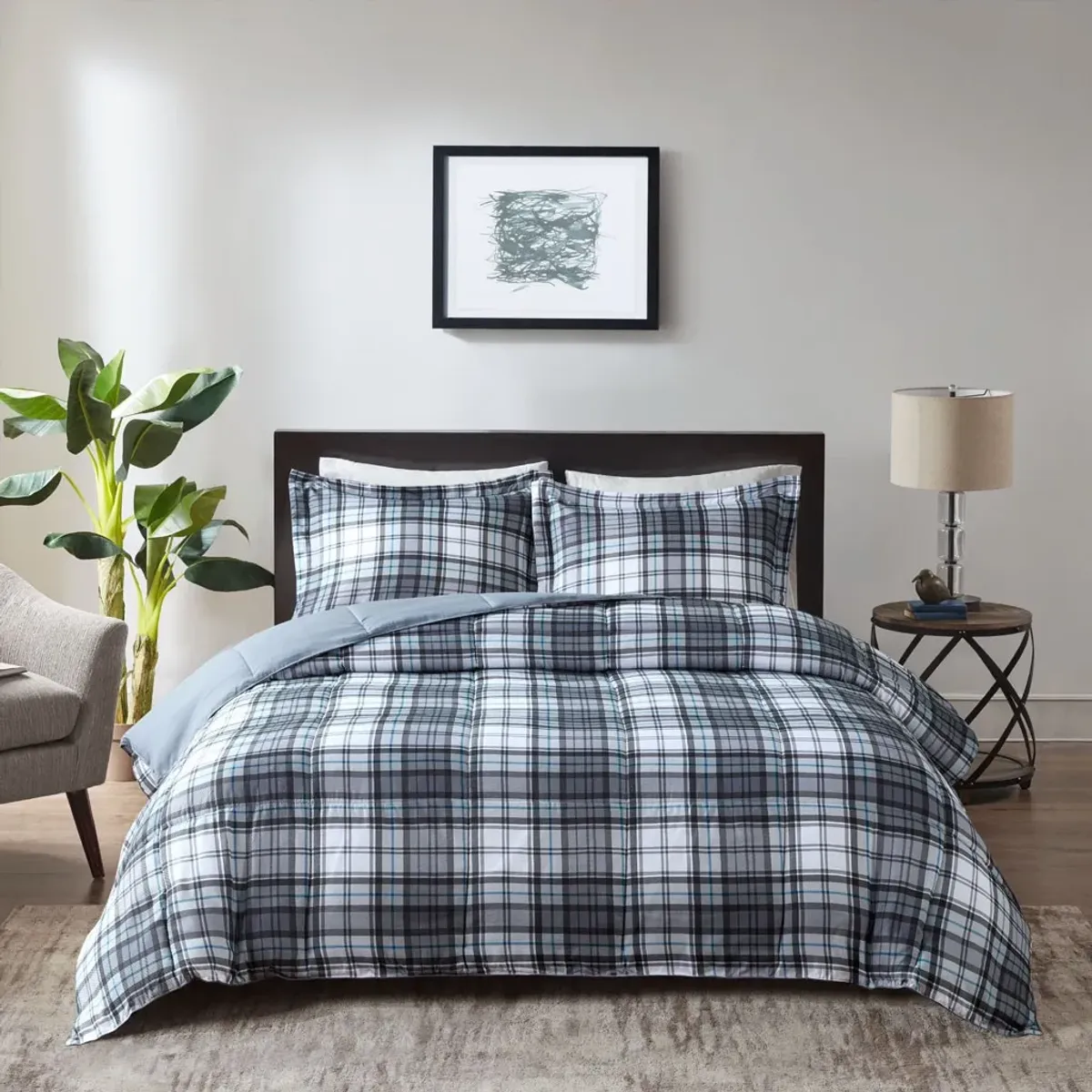 Olliix by Madison Park Essentials Parkston Grey Full/Queen 3M Scotchgard Down Alternative All Season Comforter Set