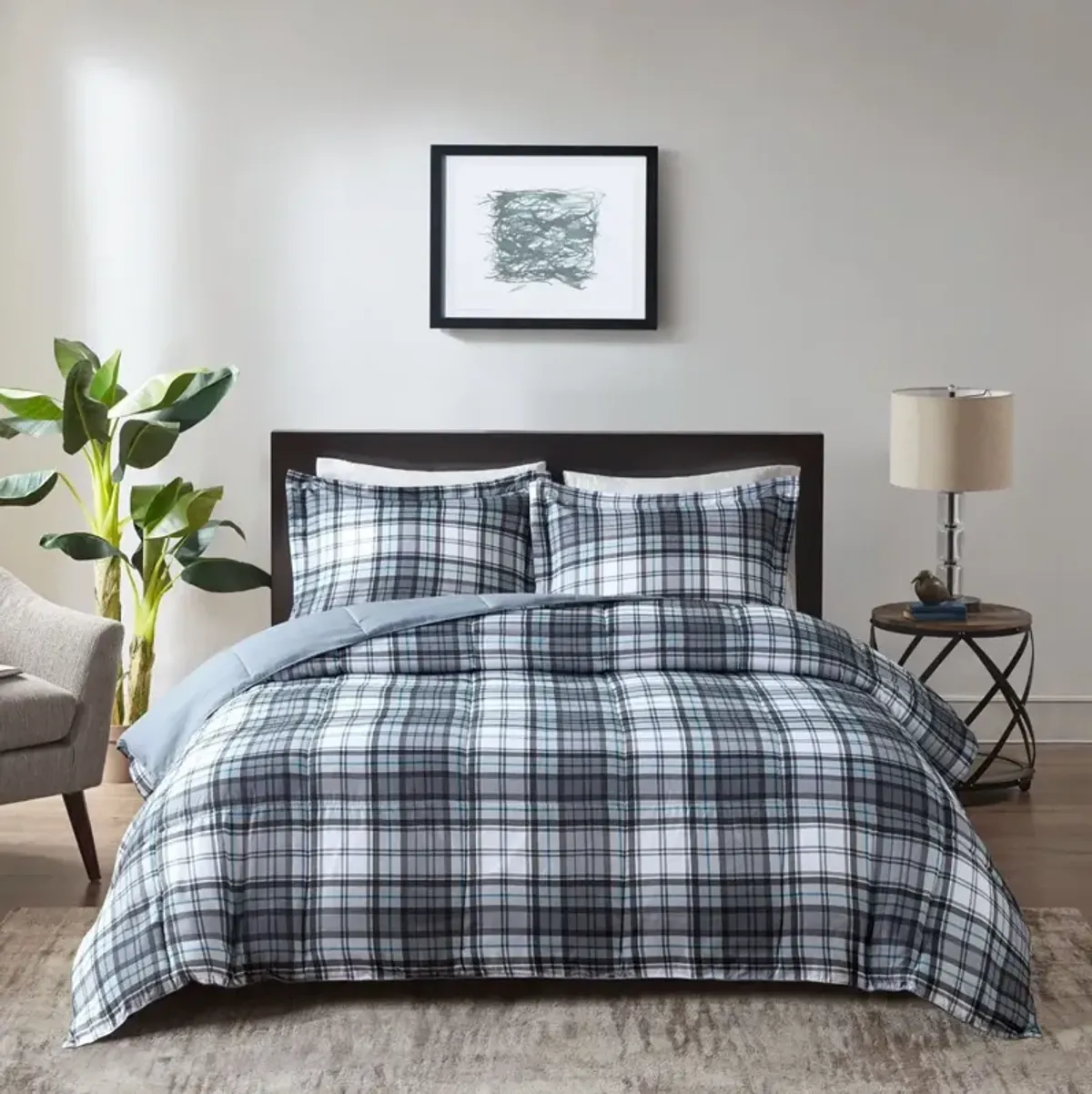 Olliix by Madison Park Essentials Parkston Grey King/California King 3M Scotchgard Down Alternative All Season Comforter Set