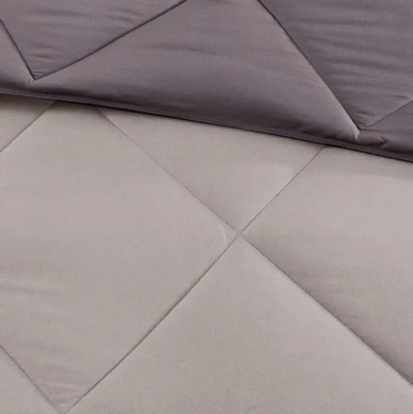 Olliix by Madison Park Essentials Larkspur Charcoal and Grey Twin/Twin XL 3M Scotchgard Reversible Down Alternative Comforter Set