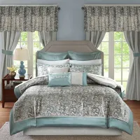 Olliix by Madison Park Essentials Teal Queen Brystol 24 Piece Room in a Bag