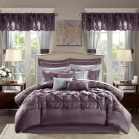 Olliix by Madison Park Essentials Plum King Joella 24 Piece Room in a Bag