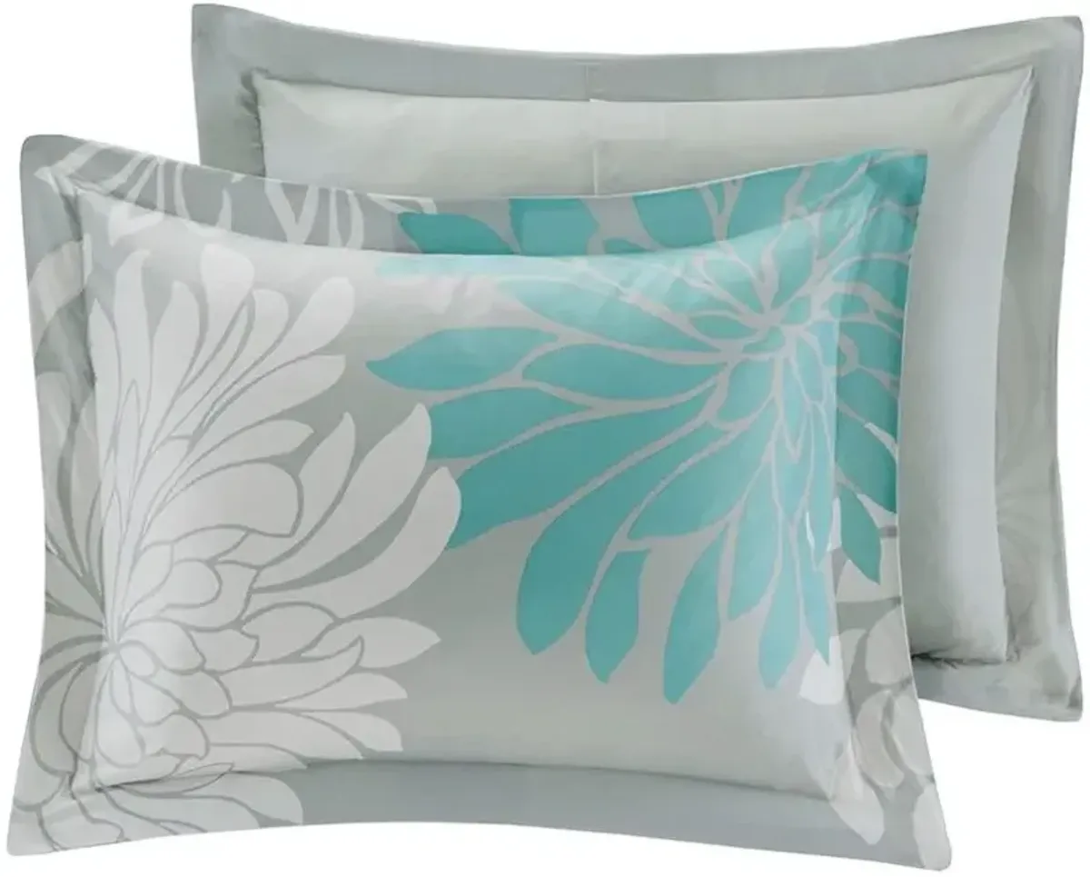 Olliix by Madison Park Essentials Aqua Queen Maible Complete Comforter and Cotton Sheet Set