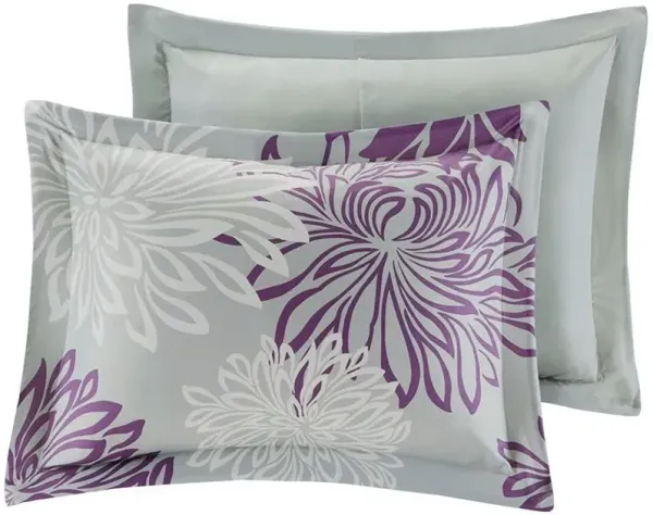 Olliix by Madison Park Essentials Purple Queen Maible Complete Comforter and Cotton Sheet Set