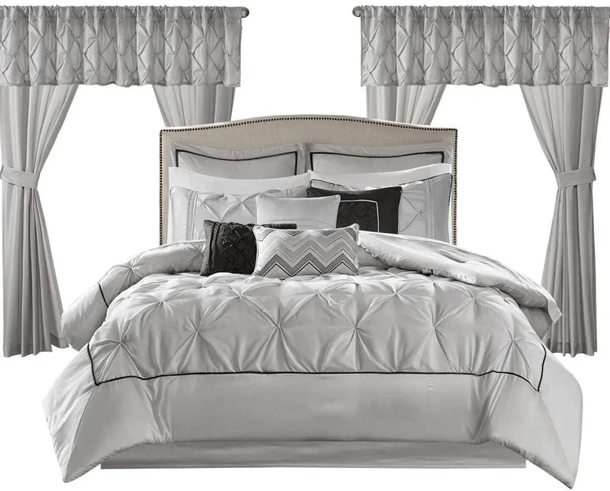 Olliix by Madison Park Essentials 24 Pieces Grey Queen Joella Room in a Bag Set