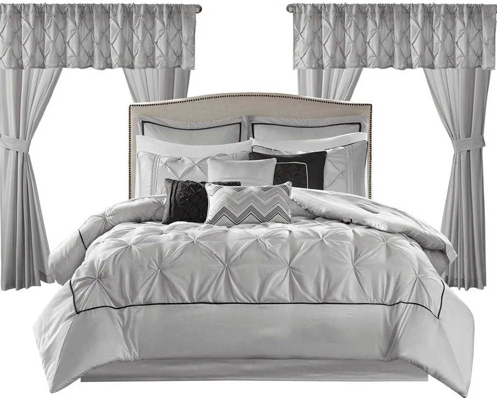 Olliix by Madison Park Essentials 24 Pieces Grey California King Joella Room in a Bag Set
