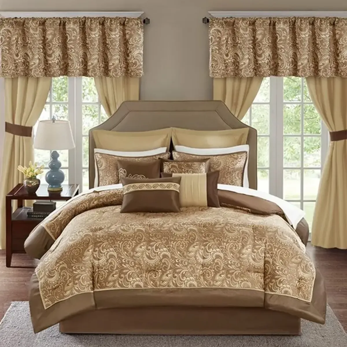 Olliix by Madison Park Essentials Brown King Brystol 24 Piece Room in a Bag