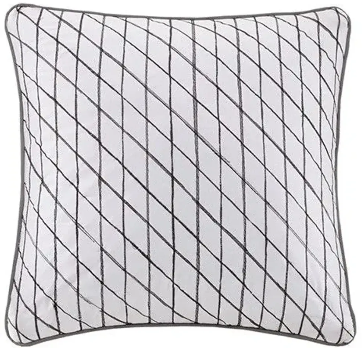 Olliix by Madison Park Essentials White/Charcoal Full Lilia Reversible Complete Bedding Set with Cotton Sheet