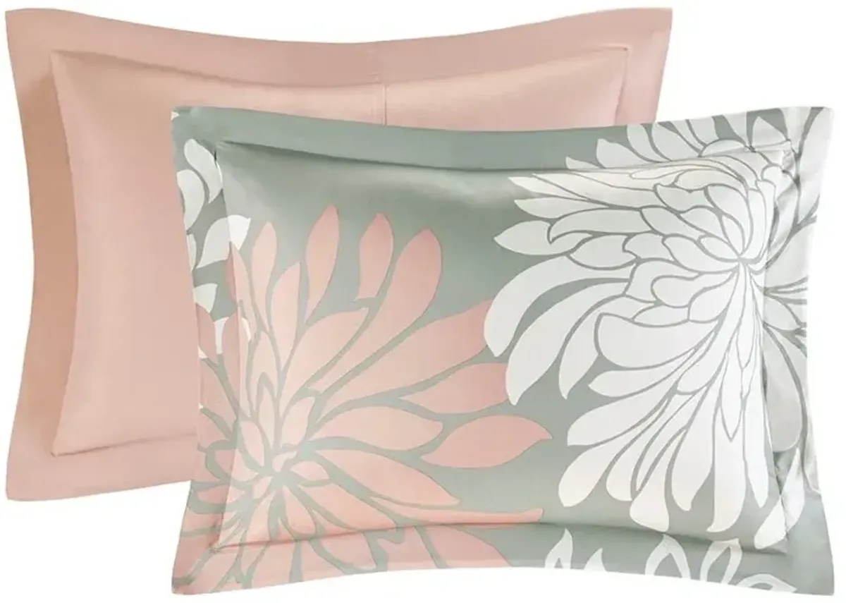 Olliix by Madison Park Essentials Blush/Grey Full Maible Complete Comforter and Cotton Sheet Set