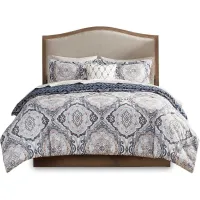 Olliix by Madison Park Essentials Navy Full Titus Reversible Complete Bedding Set