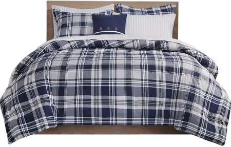 Olliix by Madison Park Essentials Navy Full Patrick Reversible Complete Bedding Set