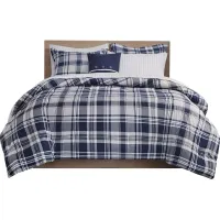 Olliix by Madison Park Essentials Navy California King Patrick Reversible Complete Bedding Set