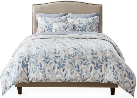 Olliix by Madison Park Essentials Blue Twin Sofia Reversible Complete Bedding Set