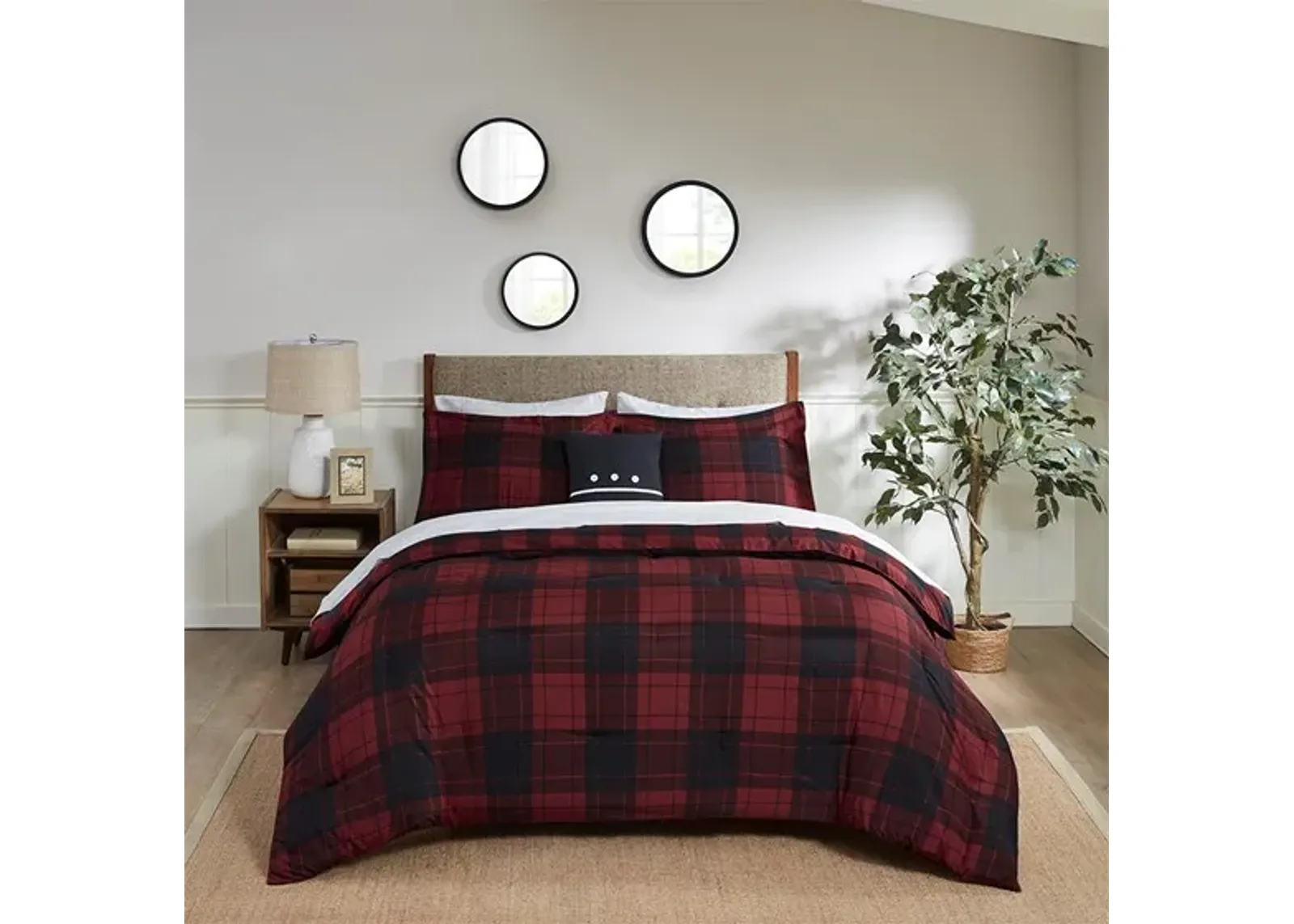 Olliix by Madison Park Everest Red Plaid Twin Reversible Complete Bedding Set