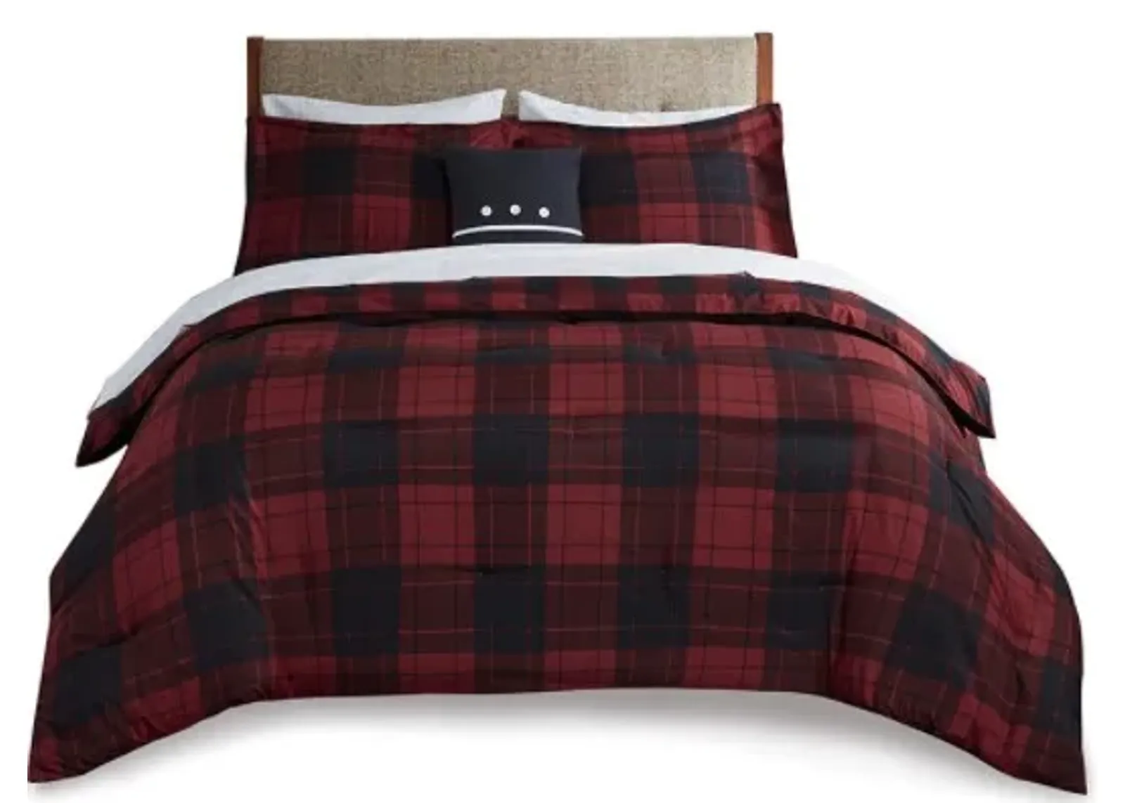 Olliix by Madison Park Everest Red Plaid Queen Reversible Complete bedding Set