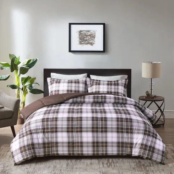 Olliix by Madison Park Essentials Parkston Brown Twin/Twin XL 3M Scotchgard Down Alternative All Season Comforter Set