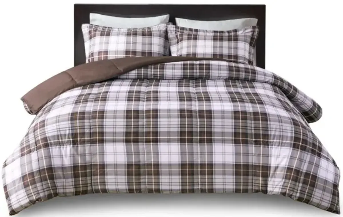 Olliix by Madison Park Essentials Parkston Brown Twin/Twin XL 3M Scotchgard Down Alternative All Season Comforter Set