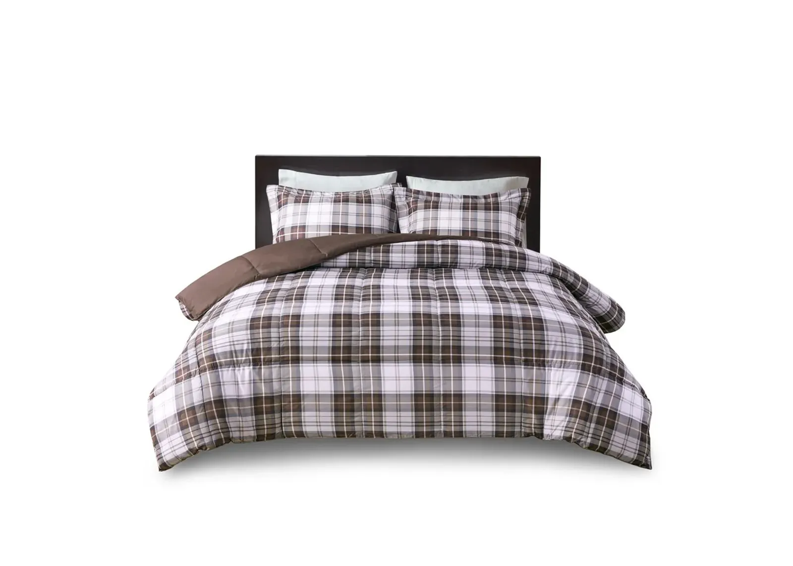 Olliix by Madison Park Essentials Parkston Brown Full/Queen 3M Scotchgard Down Alternative All Season Comforter Set