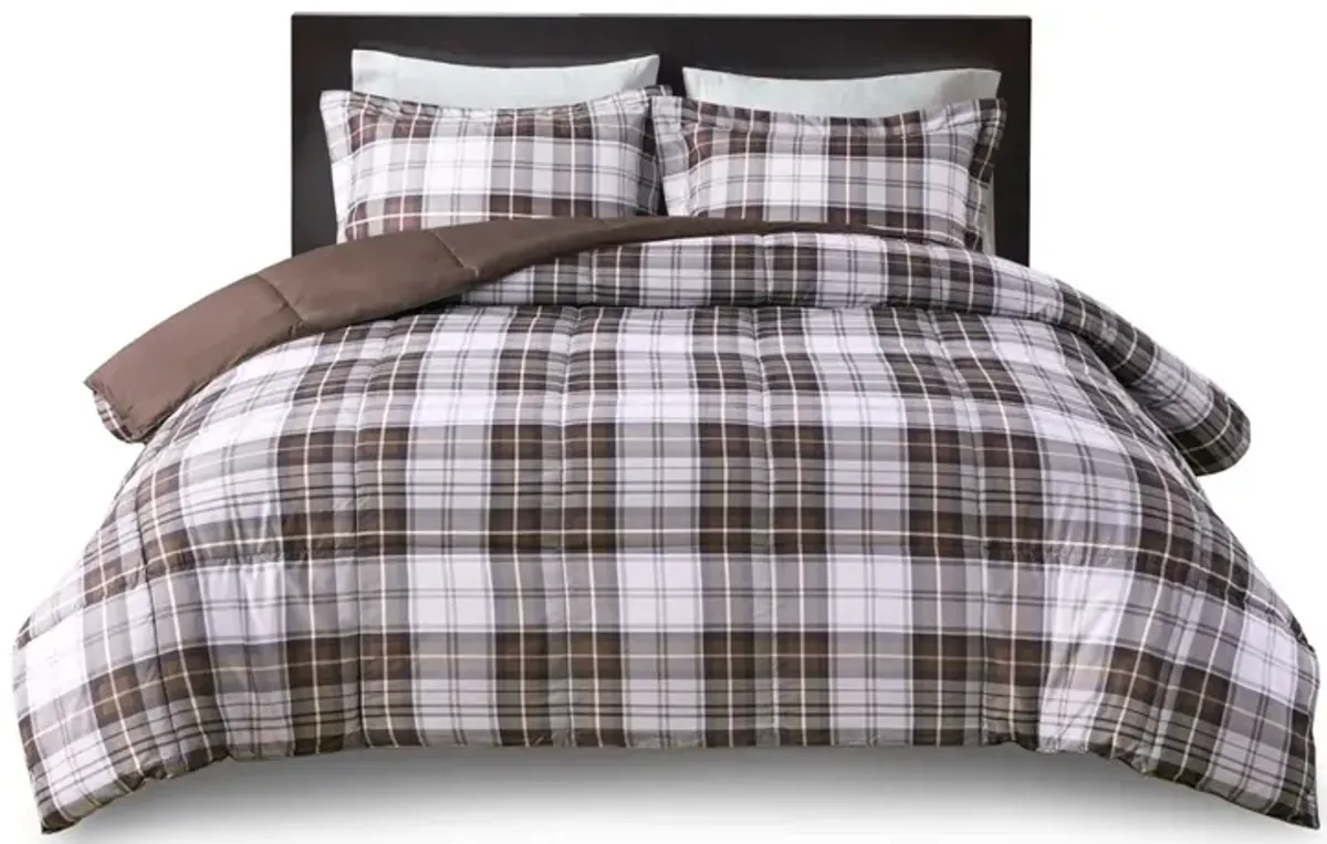 Olliix by Madison Park Essentials Parkston Brown Full/Queen 3M Scotchgard Down Alternative All Season Comforter Set