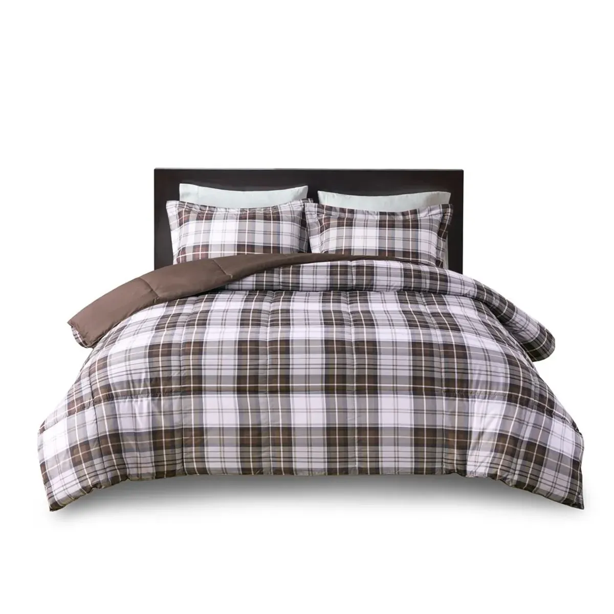 Olliix by Madison Park Essentials Parkston Brown Full/Queen 3M Scotchgard Down Alternative All Season Comforter Set