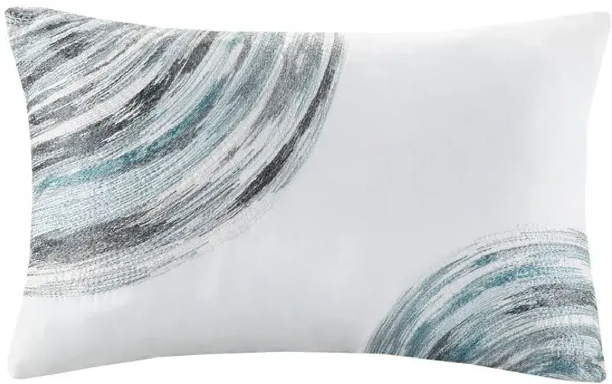 Olliix by Madison Park Essentials Saben Aqua Queen Complete Reversible Coverlet and Cotton Sheet Set