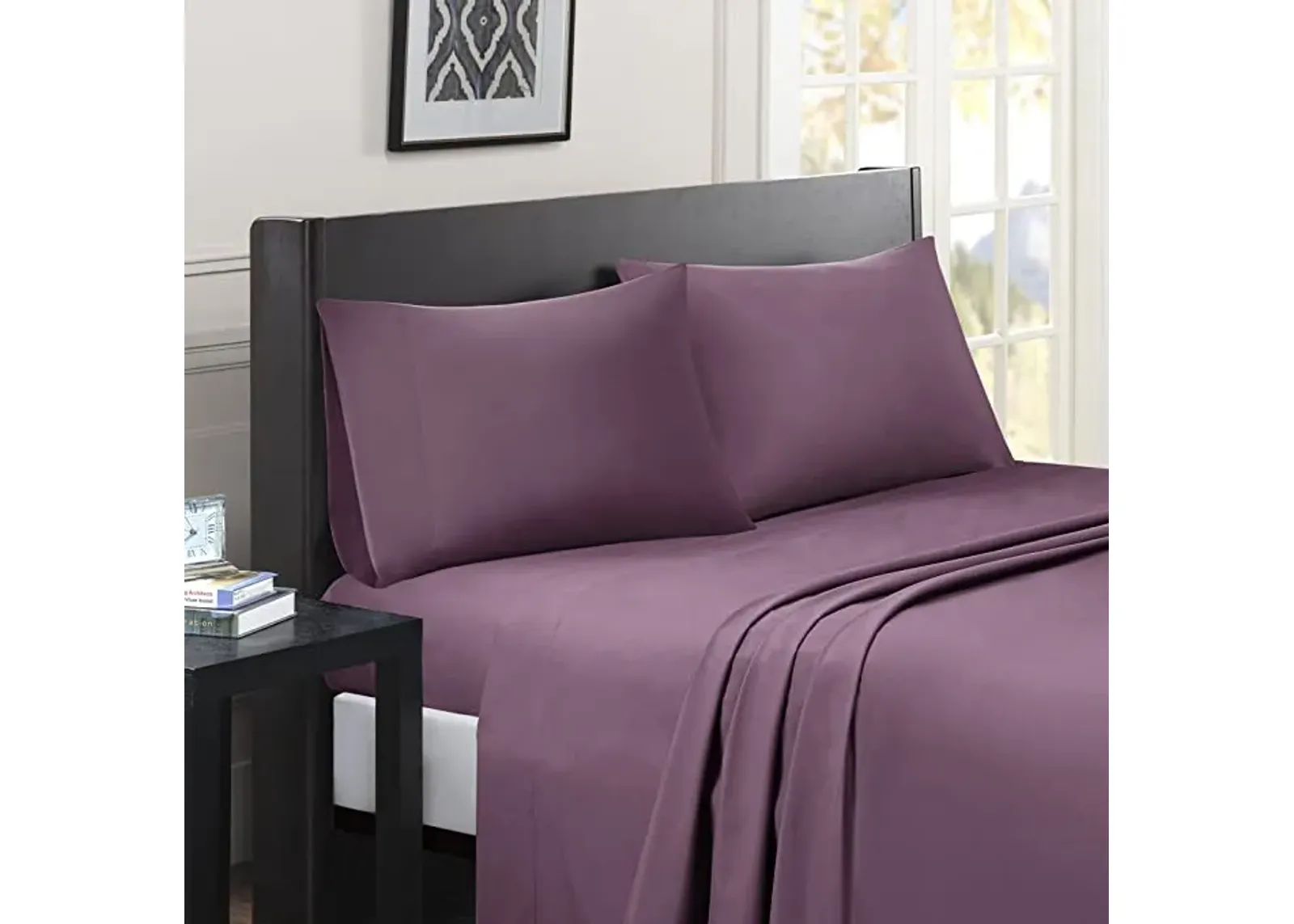 Olliix by Madison Park Essentials Purple California King Micro Splendor Ultra Soft Wrinkle Free Microfiber Sheet Set