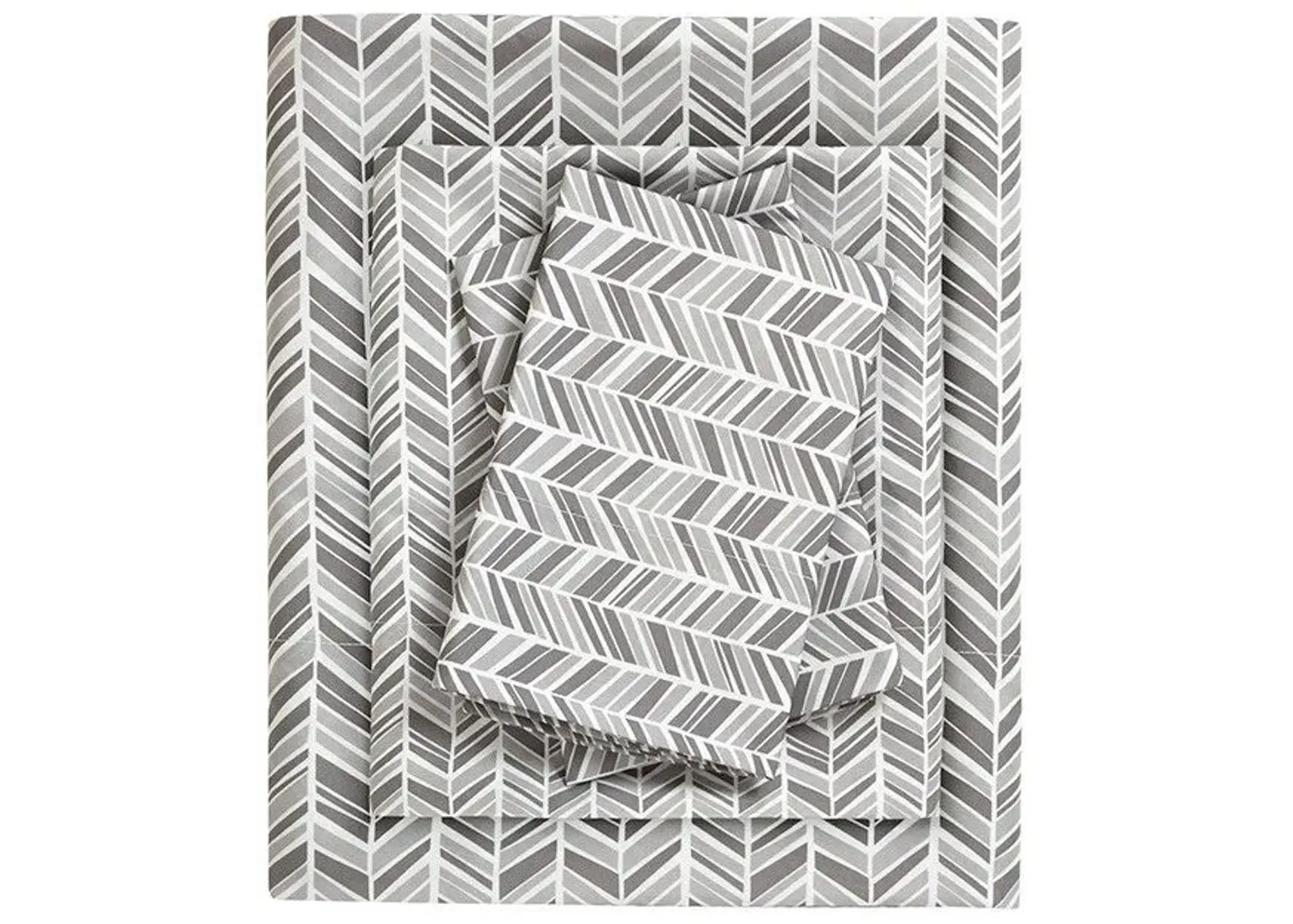 Olliix by Madison Park Essentials Grey Twin Chevron Microfiber Printed Sheet