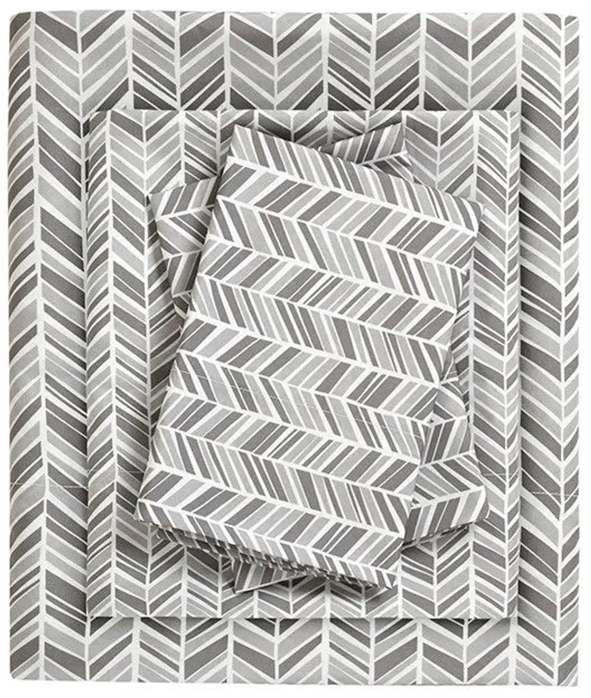 Olliix by Madison Park Essentials Grey Twin Chevron Microfiber Printed Sheet