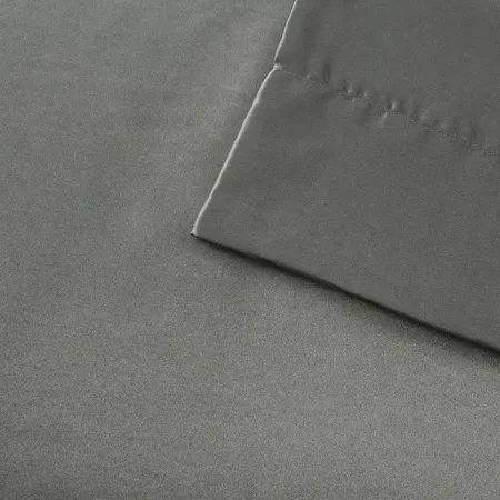 Olliix by Madison Park Essentials 6-Piece Grey Full Satin Wrinkle-Free Luxurious Sheet Set