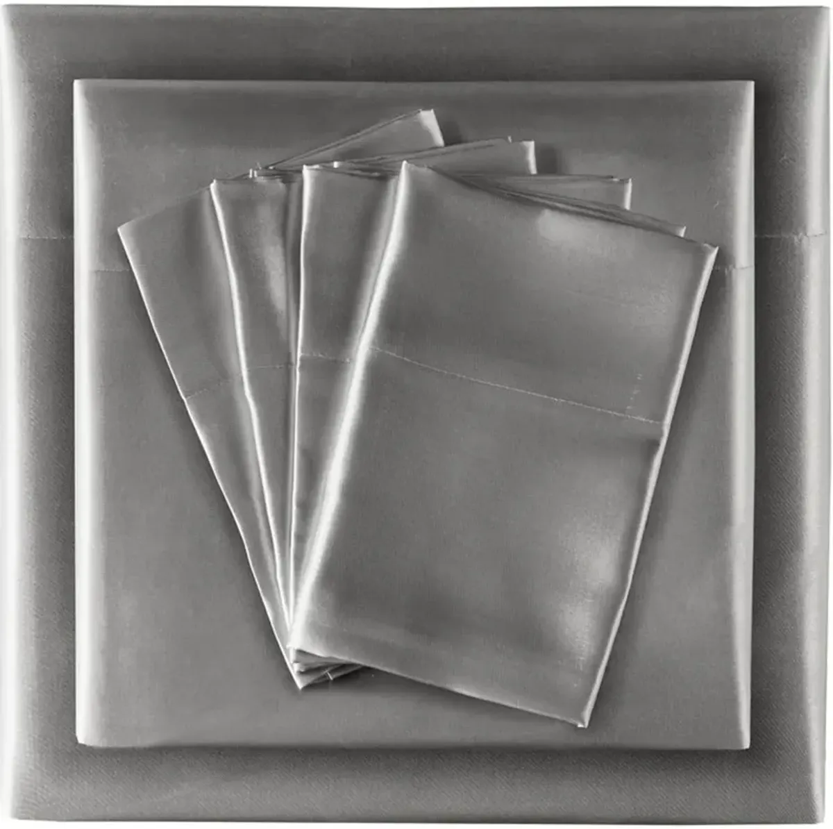 Olliix by Madison Park Essentials 6-Piece Grey Queen Satin Wrinkle-Free Luxurious Sheet Set