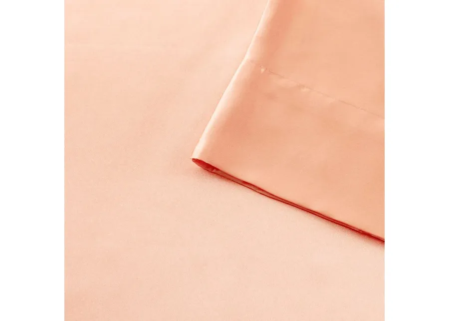 Olliix by Madison Park Essentials 6-Piece Blush Queen Satin Wrinkle-Free Luxurious Sheet Set