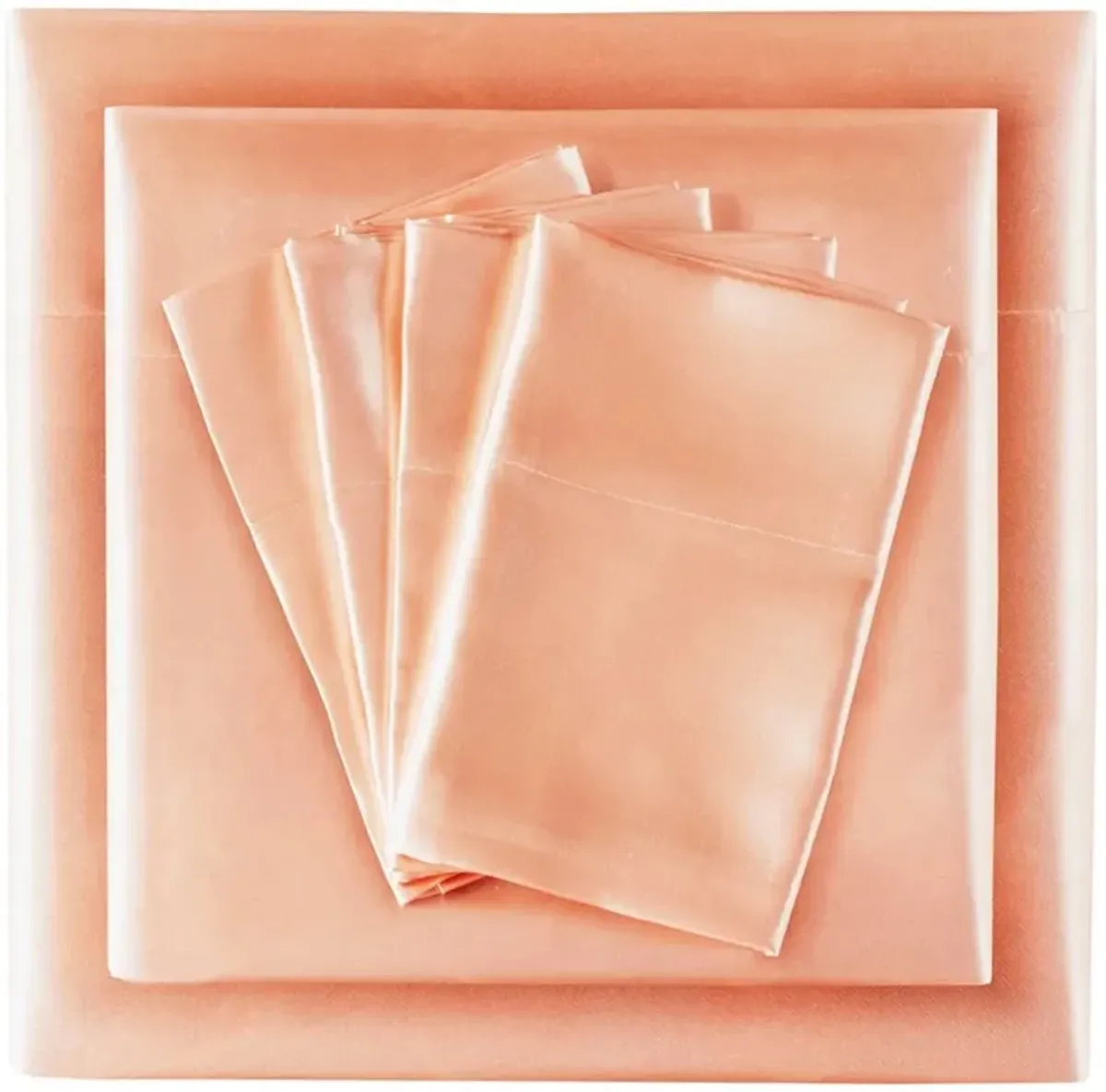 Olliix by Madison Park Essentials 6-Piece Blush California King Satin Wrinkle-Free Luxurious Sheet Set