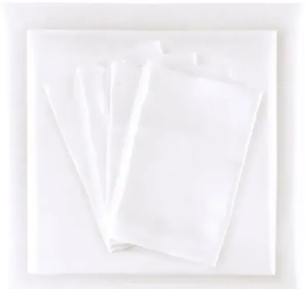 Olliix by Madison Park Essentials Satin 6 Pieces White Full Wrinkle-Free Luxurious Sheet Set
