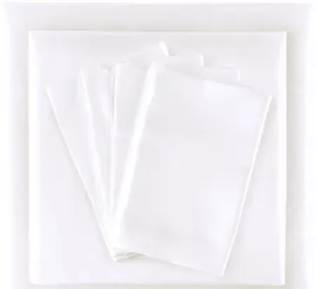 Olliix by Madison Park Essentials Satin 6 Pieces White Full Wrinkle-Free Luxurious Sheet Set
