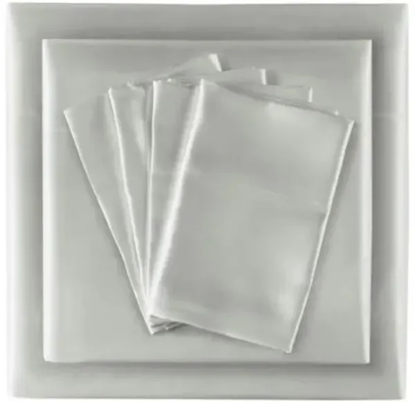Olliix by Madison Park Essentials Satin 6 Pieces Light Grey Queen Wrinkle-Free Luxurious Sheet Set
