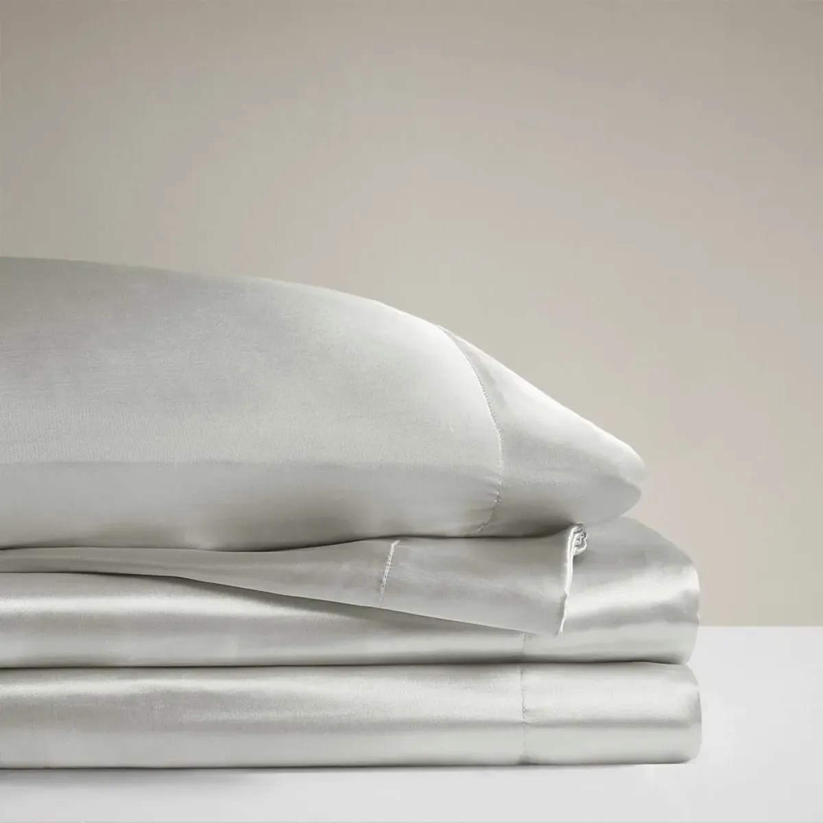 Olliix by Madison Park Essentials Satin 6 Pieces Light Grey California King Wrinkle-Free Luxurious Sheet Set