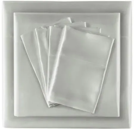 Olliix by Madison Park Essentials Satin 6 Pieces Light Grey California King Wrinkle-Free Luxurious Sheet Set
