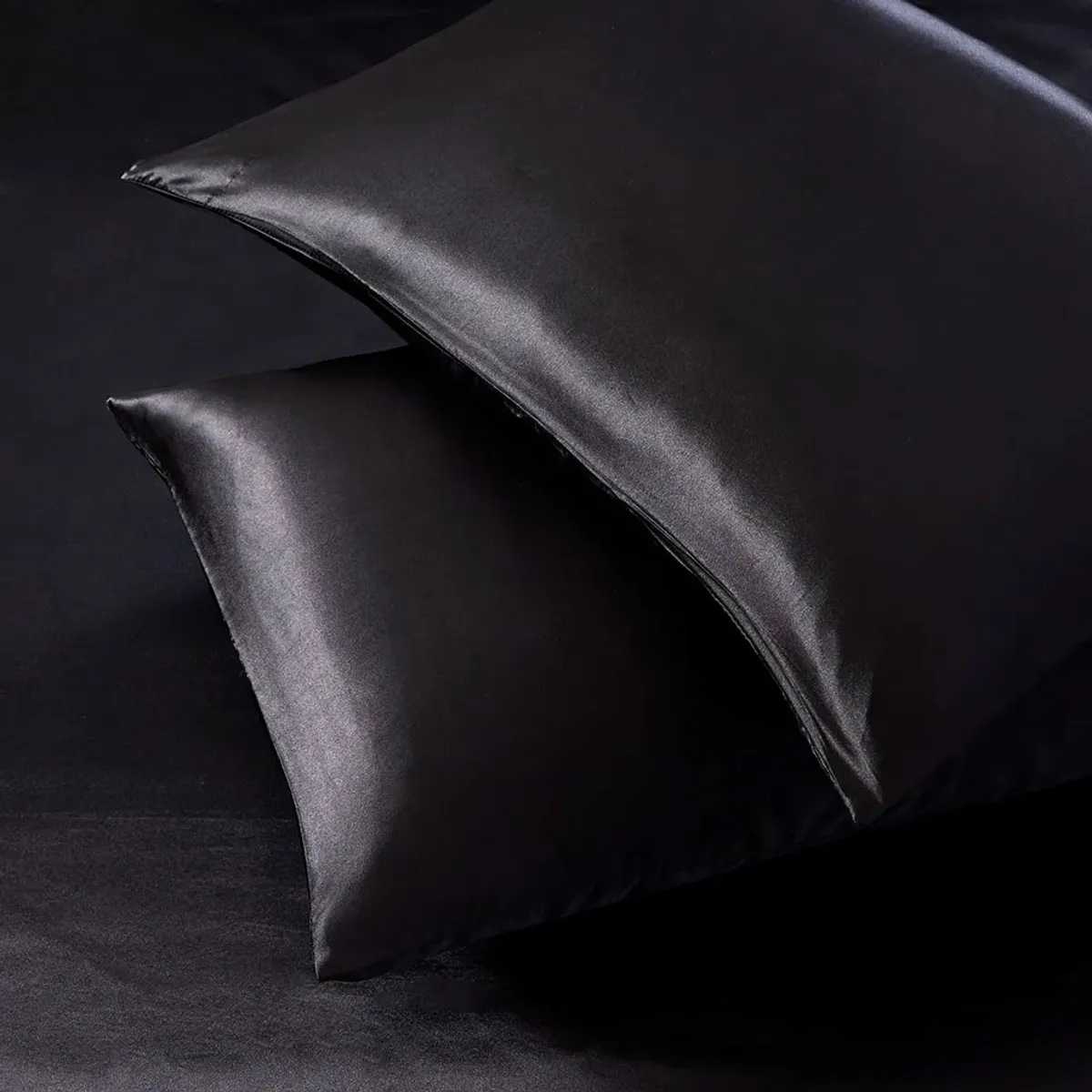 Olliix by Madison Park Essentials Black 2 Pack of Standard Satin Pillow Case
