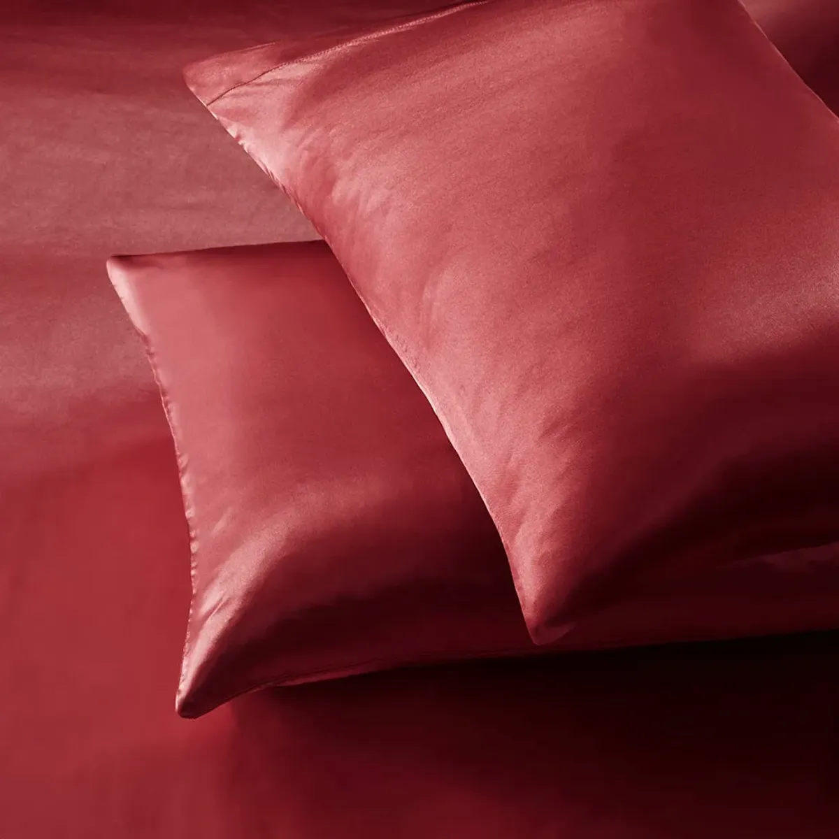 Olliix by Madison Park Essentials Red 2 Pack of King Satin Pillow Case