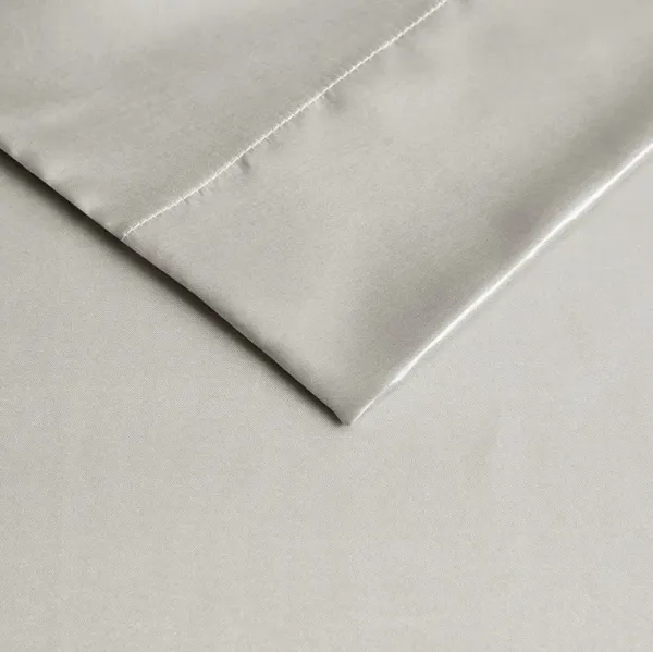 Olliix by Madison Park Essentials Satin 2-Piece Light Grey King Pillow Case