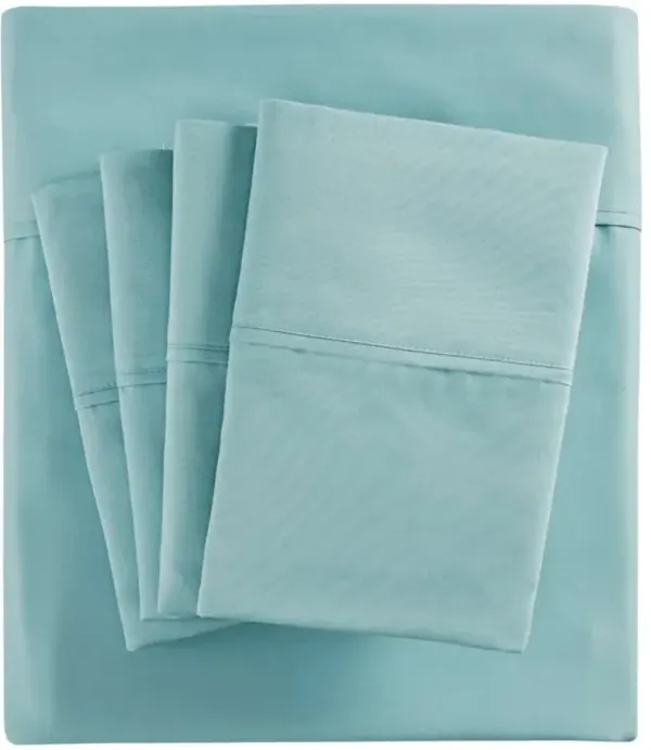 Olliix by Madison Park 6 Piece Aqua California King 800 Thread Count Cotton Rich Sateen Sheet Set