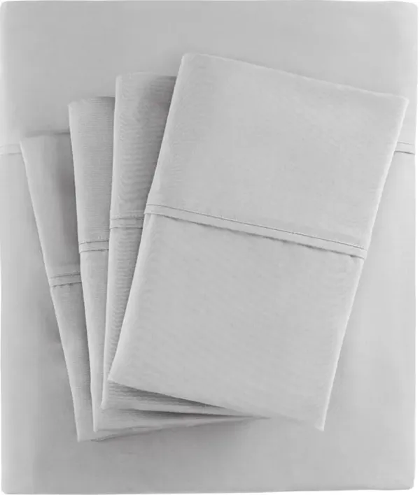 Olliix by Madison Park 7 Piece Grey Split King 800 Thread Count Cotton Rich Sateen Sheet Set