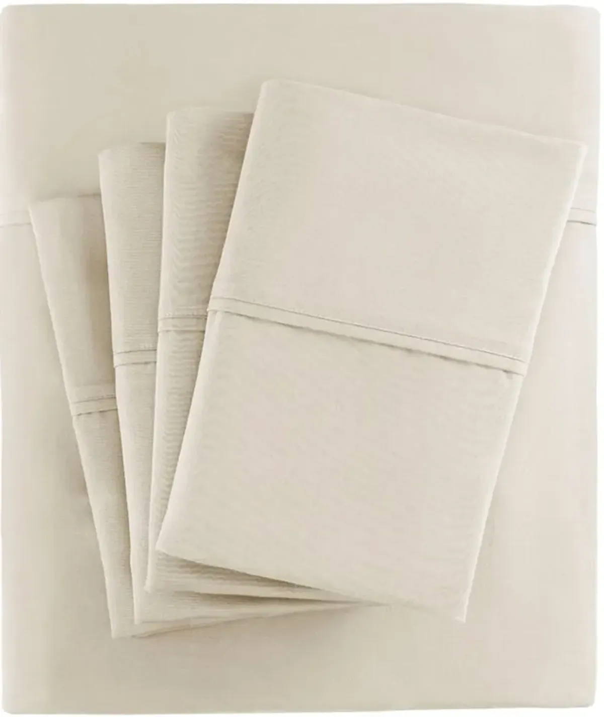 Olliix by Madison Park 7 Piece Ivory Split King 800 Thread Count Cotton Rich Sateen Sheet Set